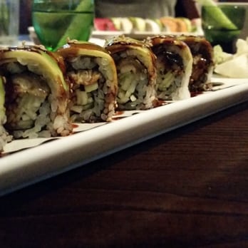 Michiru Sushi - Dragon Roll and Pear cold saki - Sushi Bars Near Me - Webster, Texas Michiru Sushi - Dragon Roll and Pear cold saki - Sushi Bars Near Me - Webster, Texas