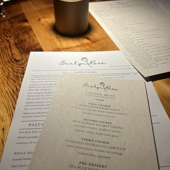 Evelyn Rose - Menu for the day we went - American Near Me - Vienna, Virginia Evelyn Rose - Menu for the day we went - American Near Me - Vienna, Virginia