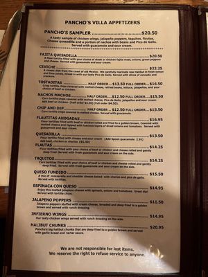 Menu photo 4 Pancho's Villa Anchorage, AK