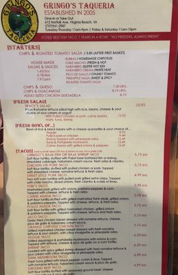 Menu photo 3 Gringo's Taqueria Virginia Beach, VA