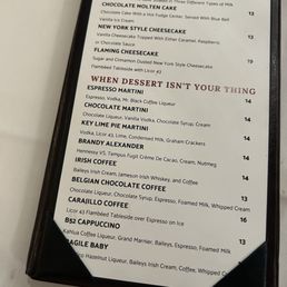 Dessert menu Dessert menu