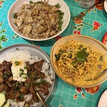 Wild Rose Northern Thai Eats - Three of the excellent dishes we ordered! - Thai Near Me - Bend, Oregon