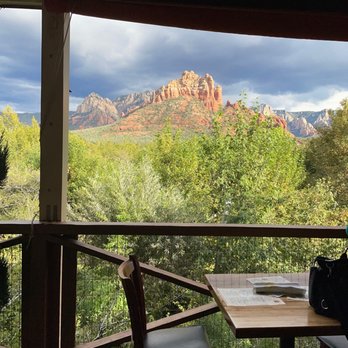 Hideaway House - Patio View of Snoopy Rock - Pizza Near Me - Sedona, Arizona