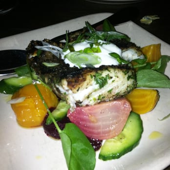 AOC - grilled barramundi, beets, cucumber & feta yogurt - Cocktail Bars Near Me - Los Angeles, California