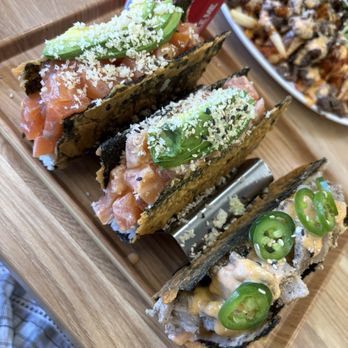 Kingbop - 2 salmon tacos and pork belly - Korean Near Me - Los Angeles, California