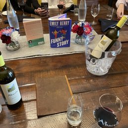 Book club set up. Wine and plaza plates.
