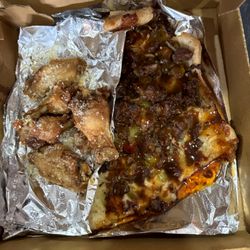 Sharpiros Pizzeria - Oxtail pizza w/ garlic parmesian wings