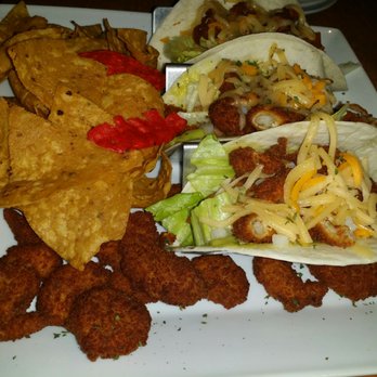 On the Green Indoor Golf - soft tacos with guacamole and deep fried battered shrimp....dont get shrimp unless you want to vomit it out - Golf Near Me - Tecumseh, Ontario