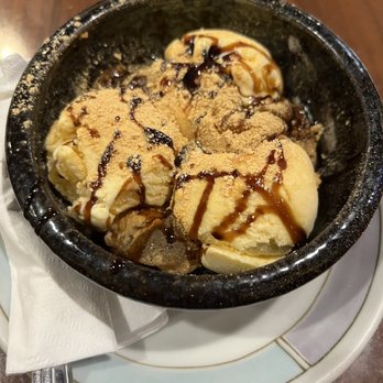 Wagaya - Dessert! All vanilla ice cream w/ Mochi and kinako powder - Ramen Near Me - Honolulu, Hawaii Wagaya - Dessert! All vanilla ice cream w/ Mochi and kinako powder - Ramen Near Me - Honolulu, Hawaii