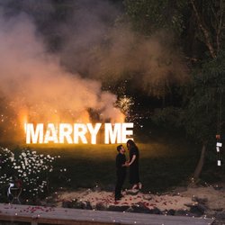 Lee Read Diamonds - LeeReadian couple getting engaged in front of a giant, lit up marry me sign