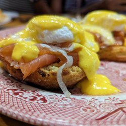 Bombolo - Lox Benedict. $23. Gin-cured Icelandic salmon, capers, red onions, eggs, hollandaise.