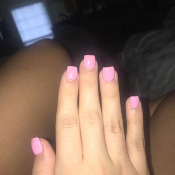 Ambiance Nail Spa - Full set, short gel acrylics (color lemon tea) - Waxing Near Me - Cincinnati, Ohio