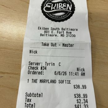 Ekiben - This is a picture of the bill. - Asian Fusion Near Me - Baltimore, Maryland Ekiben - This is a picture of the bill. - Asian Fusion Near Me - Baltimore, Maryland