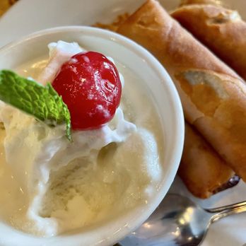 Mr Thai Bistro - D3 Crispy Fried Banana with Homemade Coconut Ice Cream - Thai Near Me - Gilbert, Arizona Mr Thai Bistro - D3 Crispy Fried Banana with Homemade Coconut Ice Cream - Thai Near Me - Gilbert, Arizona