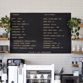 203ºF Coffee - a menu on the wall - Coffee & Tea Near Me - Seattle, Washington