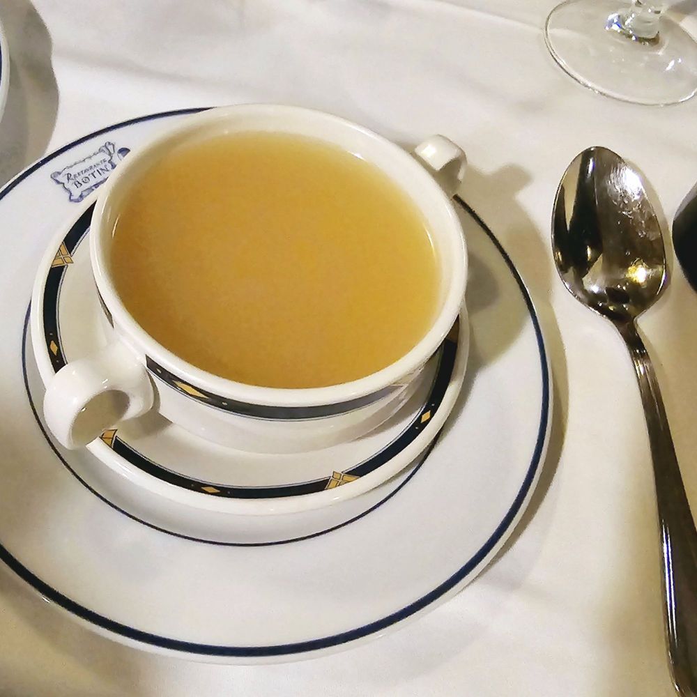 Botín - Chicken consommé - basically just chicken broth ~ so flavorful! - Spanish Near Me - Madrid, M