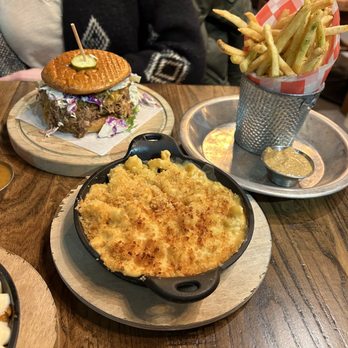 The Eagle Detroit - Mac n cheese, fries and pork sandwich - Southern Near Me - Detroit, Michigan The Eagle Detroit - Mac n cheese, fries and pork sandwich - Southern Near Me - Detroit, Michigan