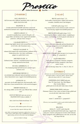 Menu photo 3 Prosecco Italian Restaurant Farmington, NY Menu photo 3 Prosecco Italian Restaurant Farmington, NY