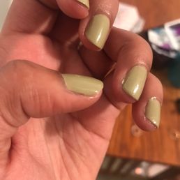 left my cuticles messy, and the polish streaky. only two coats per nail and no setting time before he put top coat on