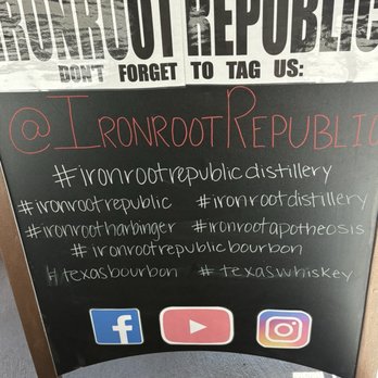 Ironroot Republic Distillery - Socials - Distilleries Near Me - Denison, Texas