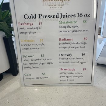 Toastique - Cold-Pressed Juices Menu - Juice Bars & Smoothies Near Me - Washington, DC, District of Columbia