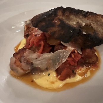 Bacchus - A Bartolotta Restaurant - The octopus dish which was disappointing with a super extra charred bread on top. This was not very appetizing to look at - New American Near Me - Milwaukee, Wisconsin Bacchus - A Bartolotta Restaurant - The octopus dish which was disappointing with a super extra charred bread on top. This was not very appetizing to look at - New American Near Me - Milwaukee, Wisconsin