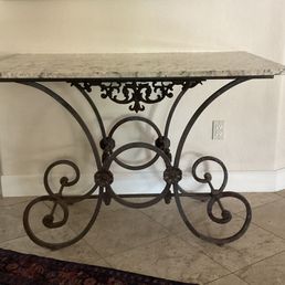 Solid iron table base