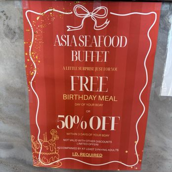 Asia Seafood Buffet - Birthday deal - Buffets Near Me - Murrieta, California