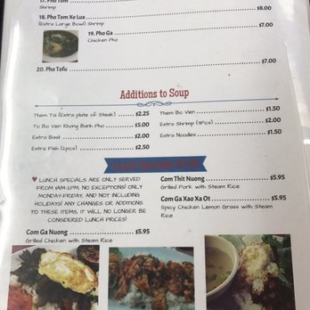 PHO 43 - Menu - Vietnamese Near Me - Phoenix, Arizona