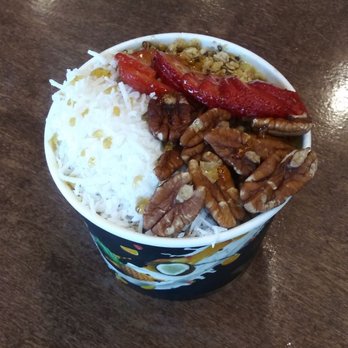 Rush Bowls - Oasis topped with pecans, strawberries, coconut - Juice Bars & Smoothies Near Me - Sandy Springs, Georgia Rush Bowls - Oasis topped with pecans, strawberries, coconut - Juice Bars & Smoothies Near Me - Sandy Springs, Georgia