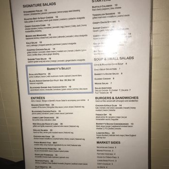 Barrett's Grill - Menu side 1. The other is beer and wine - New American Near Me - Hunt Valley, Maryland