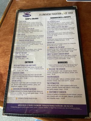 Menu photo 5 Triangle Tavern Longview, WA