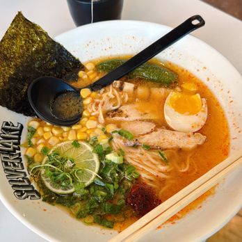 Silverlake Ramen - The Shoyu on Fire -
Spicy clear chicken broth with Shoyu & chicken, green onion, corn, seaweed, jalapeno, cilantro, lime & seasoned egg. - Ramen Near Me - Los Angeles, California Silverlake Ramen - The Shoyu on Fire -
Spicy clear chicken broth with Shoyu & chicken, green onion, corn, seaweed, jalapeno, cilantro, lime & seasoned egg. - Ramen Near Me - Los Angeles, California