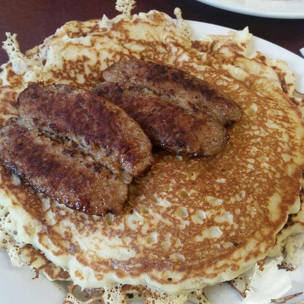 George's Diner & Cafe - Monstrous size pancakes with sausage. Absolutely delicious - Diners Near Me - Bronx, New York
