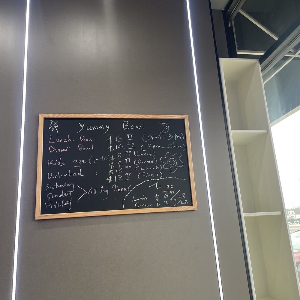 Yummy Bowl - Menu on wall - Sushi Bars Near Me - Colonial Heights, Virginia Yummy Bowl - Menu on wall - Sushi Bars Near Me - Colonial Heights, Virginia