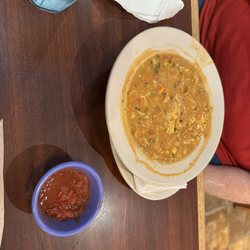 Chicken tortilla soup. mom said it was kind of spicy. ;)
