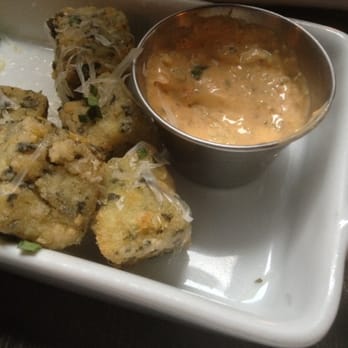 Huddy’s - Kale grit fritters, parmesan, sweet pickle tartar sauce - Gastropubs Near Me - Redondo Beach, California Huddy’s - Kale grit fritters, parmesan, sweet pickle tartar sauce - Gastropubs Near Me - Redondo Beach, California