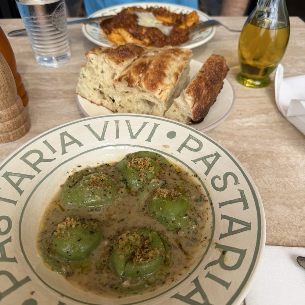 Pappardelle, Fresh Baked Focacia, and Ravioli Pappardelle, Fresh Baked Focacia, and Ravioli