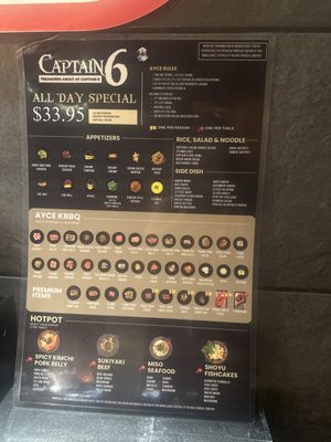 Menu photo 1 Captain6 Korean BBQ Las Vegas, NV