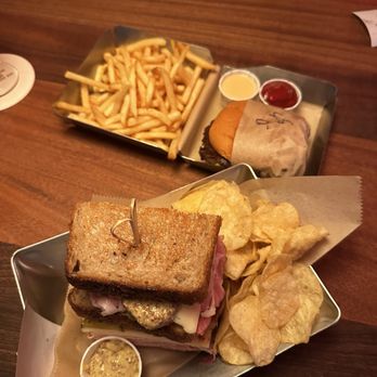 Tina's - Ham and cheese with chips and burger and fries - Burgers Near Me - Tulsa, Oklahoma Tina's - Ham and cheese with chips and burger and fries - Burgers Near Me - Tulsa, Oklahoma
