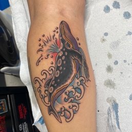 Whale tattoo done by Ben Rounds! Whale tattoo done by Ben Rounds!