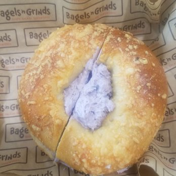Bagels 'n Grinds - Asiago and blueberry cream cheese bagel...yum! - Breakfast & Brunch Near Me - Hanover, Maryland Bagels 'n Grinds - Asiago and blueberry cream cheese bagel...yum! - Breakfast & Brunch Near Me - Hanover, Maryland