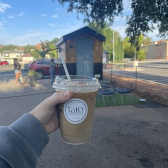 Taro Coffee Bar - Iced taro latte with 2 shots of espresso + oat milk :) - Coffee & Tea Near Me - Kanab, Utah