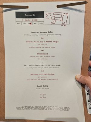 Menu photo 3 Ad Hoc & Addendum Yountville, CA