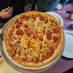 Jimmies Pizza - West Harford - Half and half ! Cheese and pepperoni