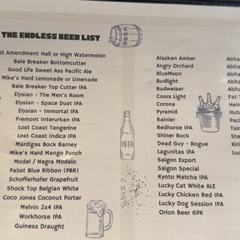 Crawfish House - Beer selection list.  You might have to ask what's on tap and what's available. - Seafood Near Me - Renton, Washington