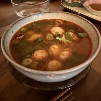 Hommali Thai Dining - Tom yum soup with shrimp - a bit too simple in its preparation - Thai Near Me - Gaithersburg, Maryland Hommali Thai Dining - Tom yum soup with shrimp - a bit too simple in its preparation - Thai Near Me - Gaithersburg, Maryland