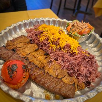 Shemroon Restaurant - Beef Soltani Kabob with Sub-Albaloo Polo - Persian/Iranian Near Me - Mission Viejo, California
