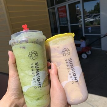 Sunright Tea Studio - Sunnyvale - Matcha frostie and taro milk tea - Bubble Tea Near Me - Sunnyvale, California