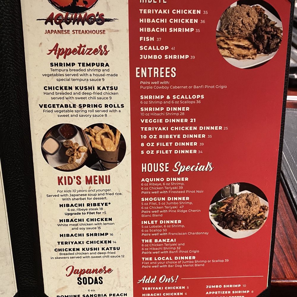 AQUINO'S Japanese Steakhouse and Sushi Bar - Menu - Japanese Near Me - Murrells Inlet, South Carolina